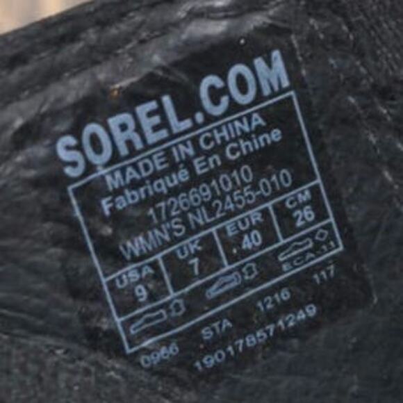 Sorel Womens Leather Suede Black Wedge Slip On Peep Toe Sandals Sz 9 - Picture 11 of 11